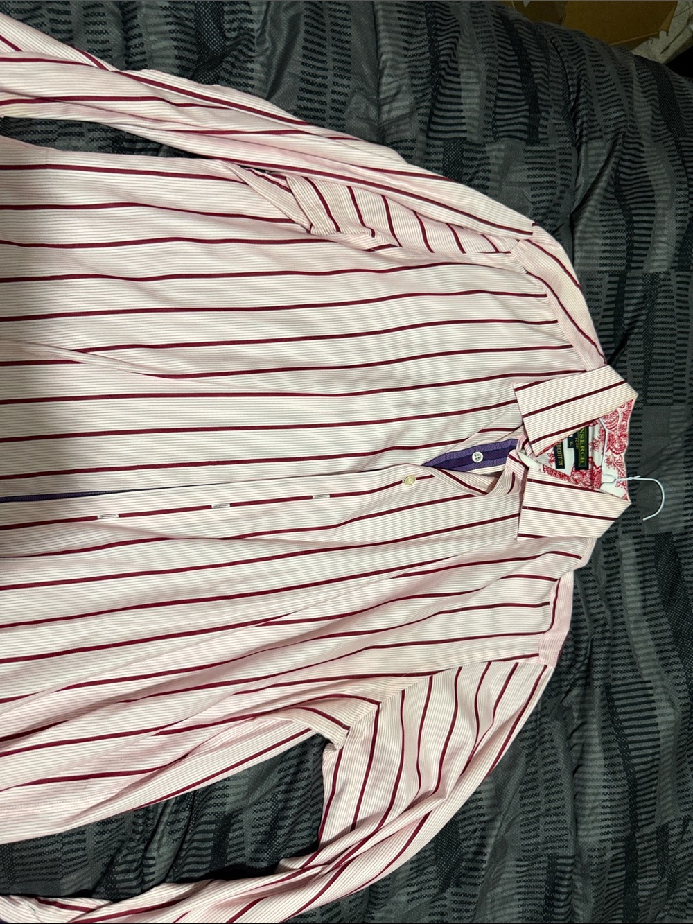 Casual burgundy Stripe Button-Down Shirt for Men